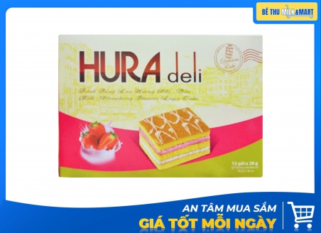 Bánh Bông Lan Hura Deli Sữa Dâu 336g