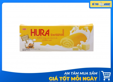 Bánh Bông Lan Hura Swissroll Bơ Sữa 360g
