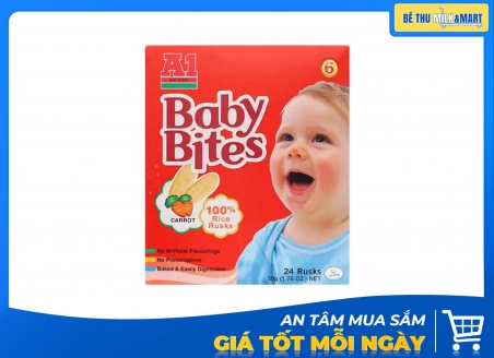 Bánh Gạo Ăn Dặm Happy Bite A1 Vị Cà Rốt 50g