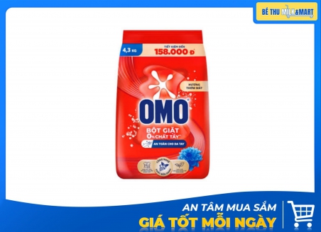 Bột Giặt Omo Xoáy Bay Vết Bẩn 4.3kg