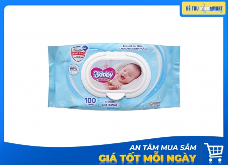 Khăn Ướt Bobby Xanh 100 Tờ