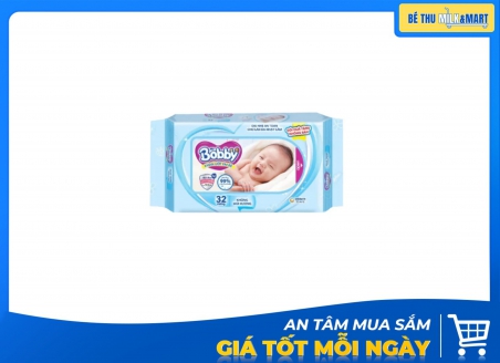Khăn Ướt Bobby Xanh 32 Tờ