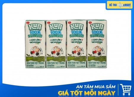 Kun 100% Sữa Tươi Có Đường 180ml