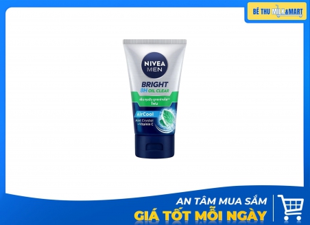 Sữa Rửa Mặt Nivea Men Bright 8H Oil Clear Bạc Hà 100g