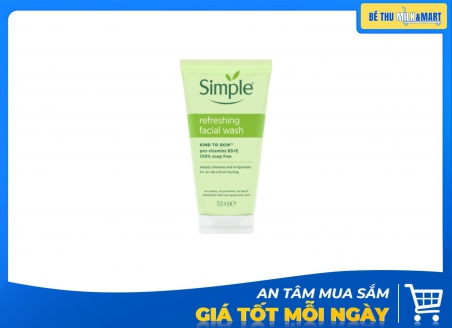 Sữa Rửa Mặt Simple Sạch Thoáng Mịn Màng 150ml Kẹp